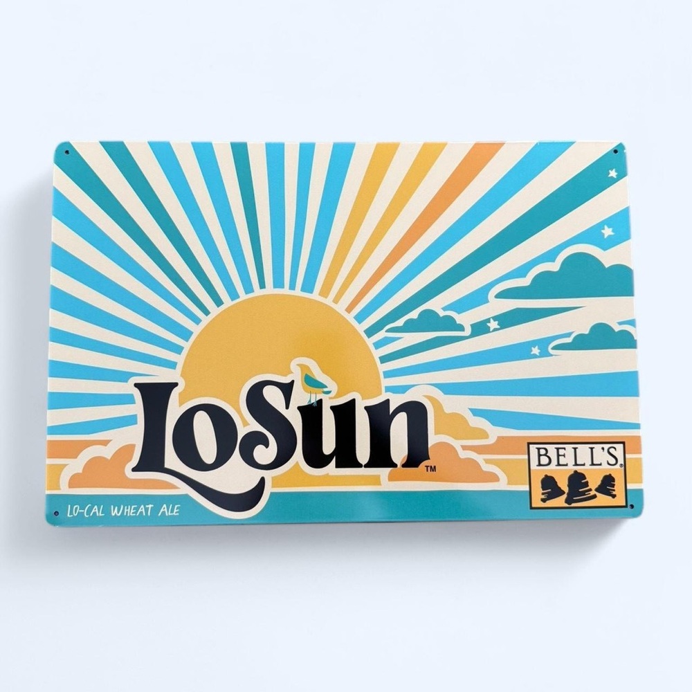Rare Bell’s Brewery LoSun Metal Beer Tin Tacker Sign Limited Edition